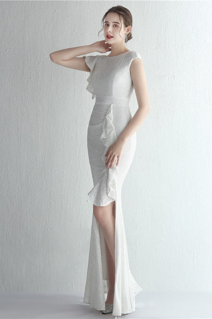 Glitter High Neck Mermaid Slit Formal Dress