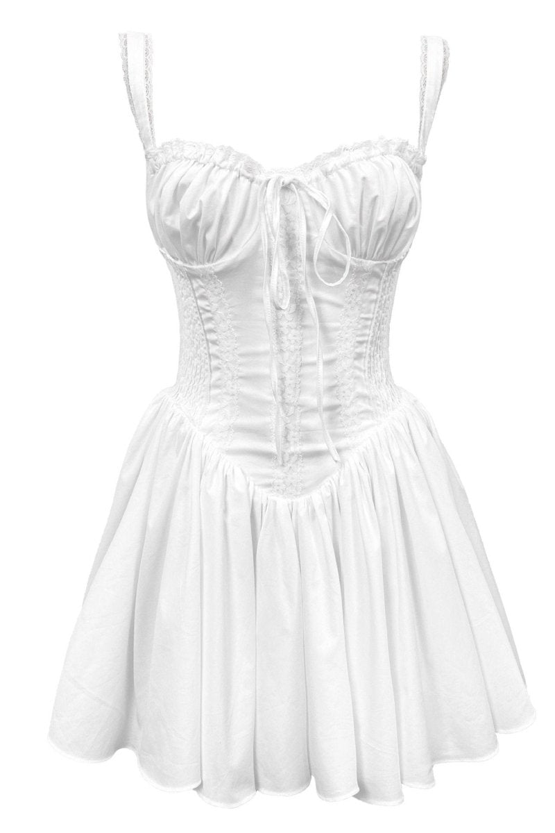 Lace Sweetheart Corset Bodice Pleated Skater Mini Dress