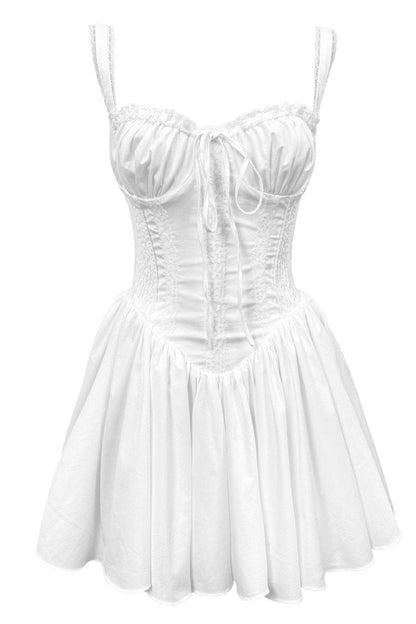 Lace Sweetheart Corset Bodice Pleated Skater Mini Dress