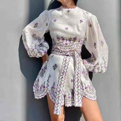 KittenAlarm - Ailana Puff Sleeve Crop Top & Shorts Set