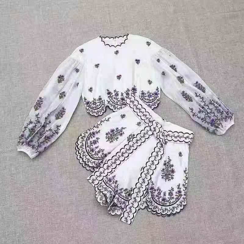 KittenAlarm - Ailana Puff Sleeve Crop Top & Shorts Set