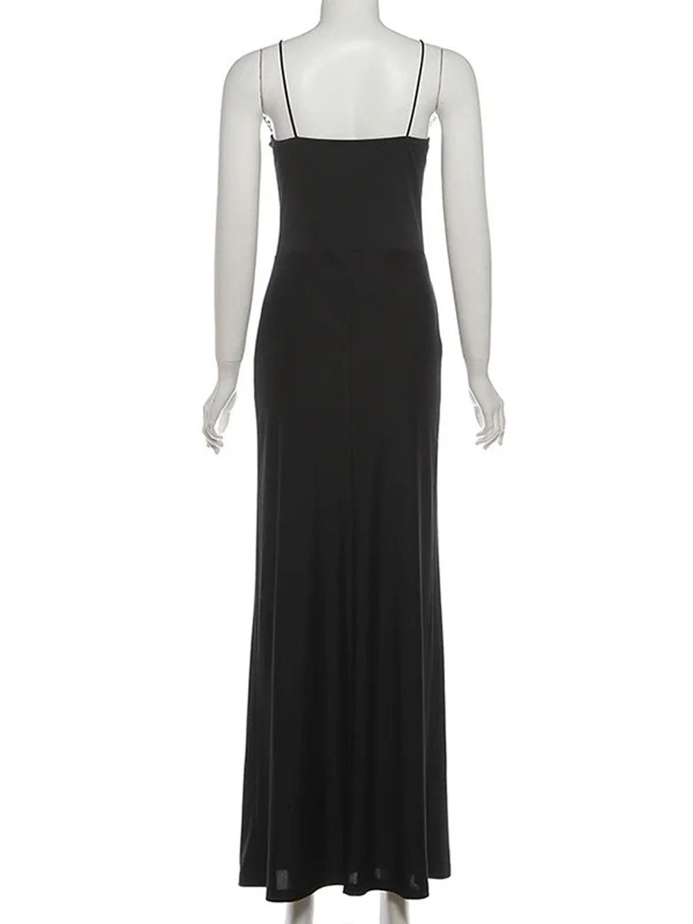 Lace Panel Spaghetti Strap V-Neck Maxi Dress