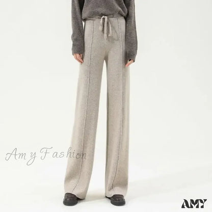 All-Match Solid Wide Leg High Waist Casual Thick Pants