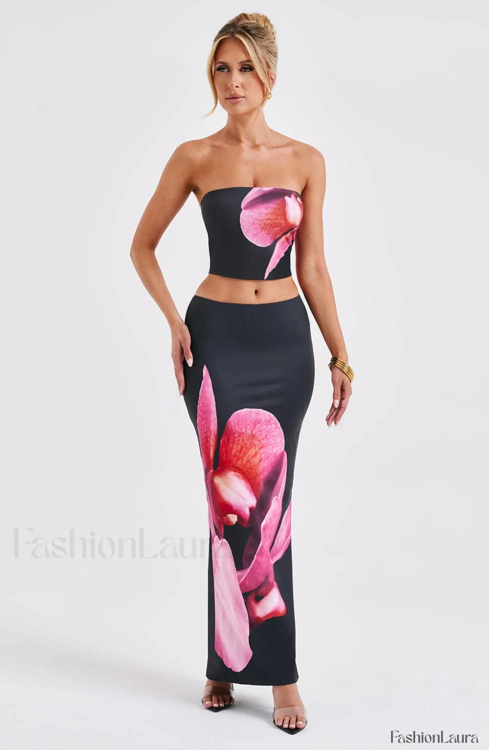 Allegra Maxi Skirt Trendy - Black Floral Print