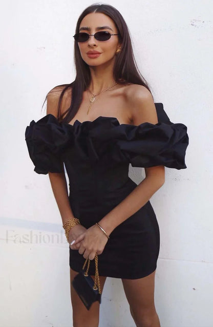 Allie Mini Graceful Dress - Black