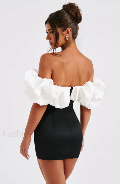 Allie Mini Graceful Dress - Black/White