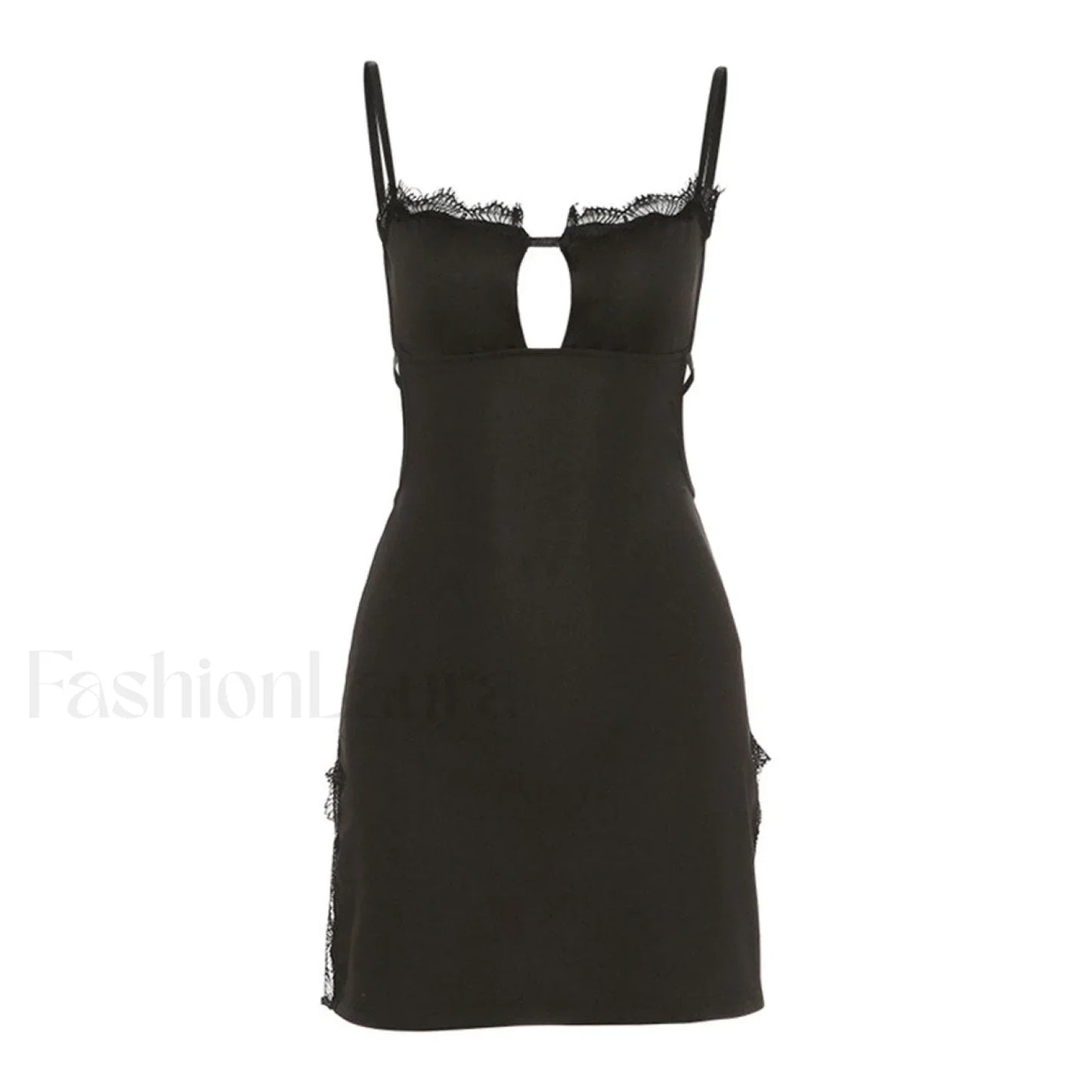 Alluring Eyelash Lace Trim Split Club Mini Dress