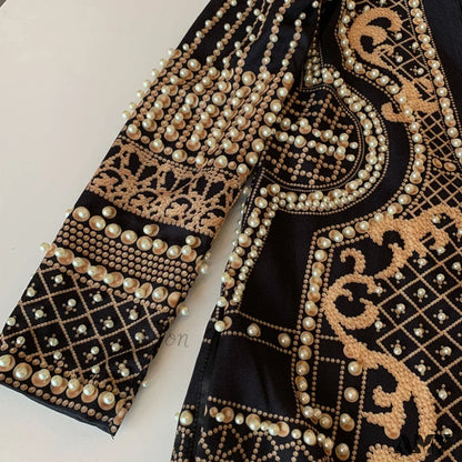 Amy Fashion - Beading Design Long Sleeve Vintage Coat
