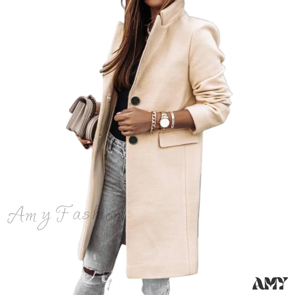 Amy Fashion - Casual Woolen long Overcoat