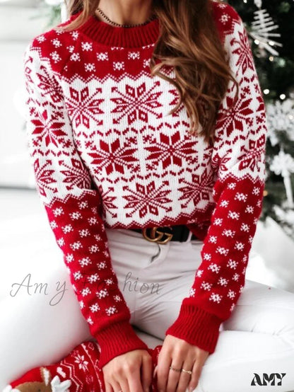 Amy Fashion - Christmas Santa Snowflake Sweaters