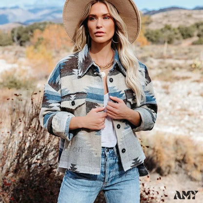 Amy Fashion - Denim Stitched Wool Coat