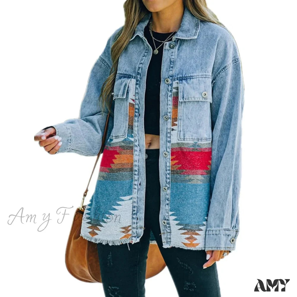 Amy Fashion - Denim Stitched Wool Coat