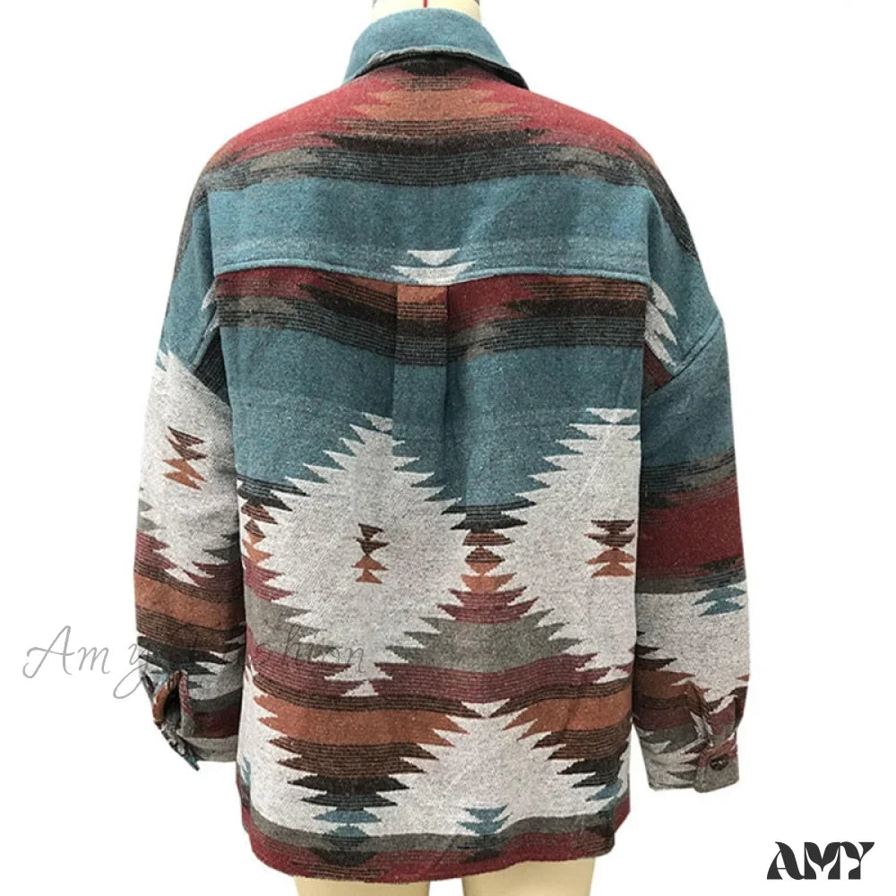 Amy Fashion - Denim Stitched Wool Coat