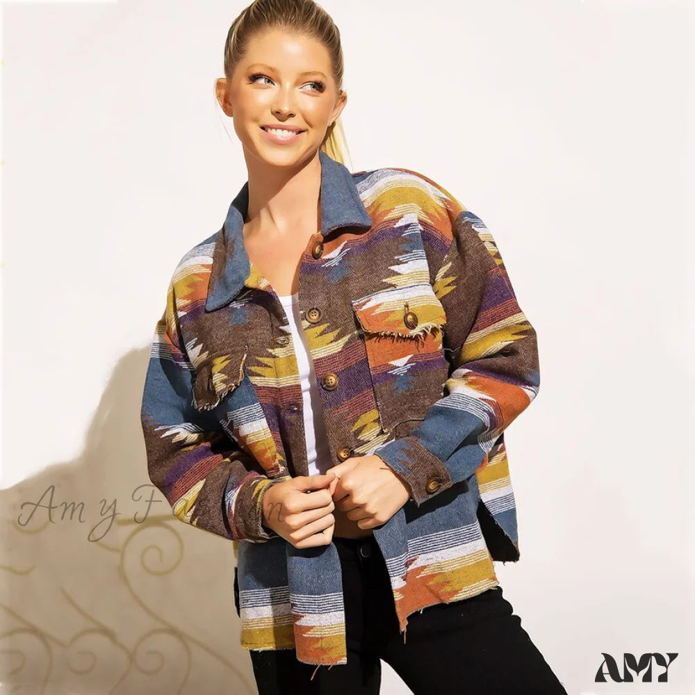 Amy Fashion - Denim Stitched Wool Coat