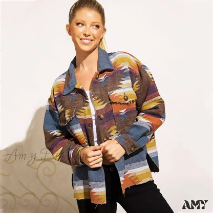 Amy Fashion - Denim Stitched Wool Coat