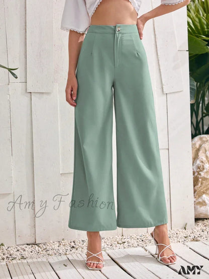 Amy Fashion - ely Solid Wide Leg Pants