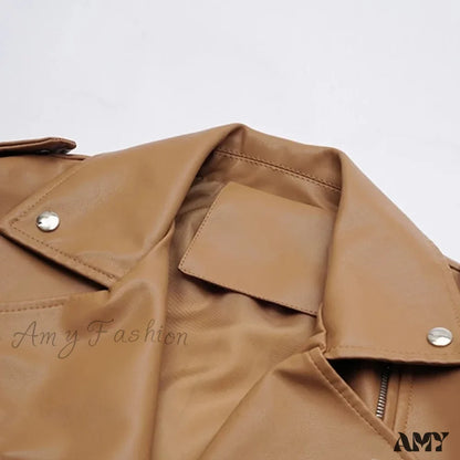 Amy Fashion - Faux Leather Cool Loose Coat
