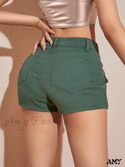 Amy Fashion - Flap Pocket Denim Skort