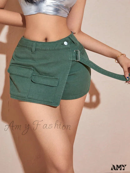 Amy Fashion - Flap Pocket Denim Skort