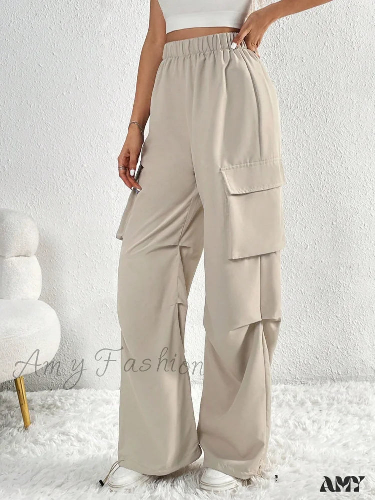 Amy Fashion - Flap Pocket Side Cargo Pants