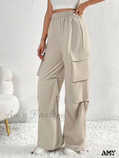 Amy Fashion - Flap Pocket Side Cargo Pants