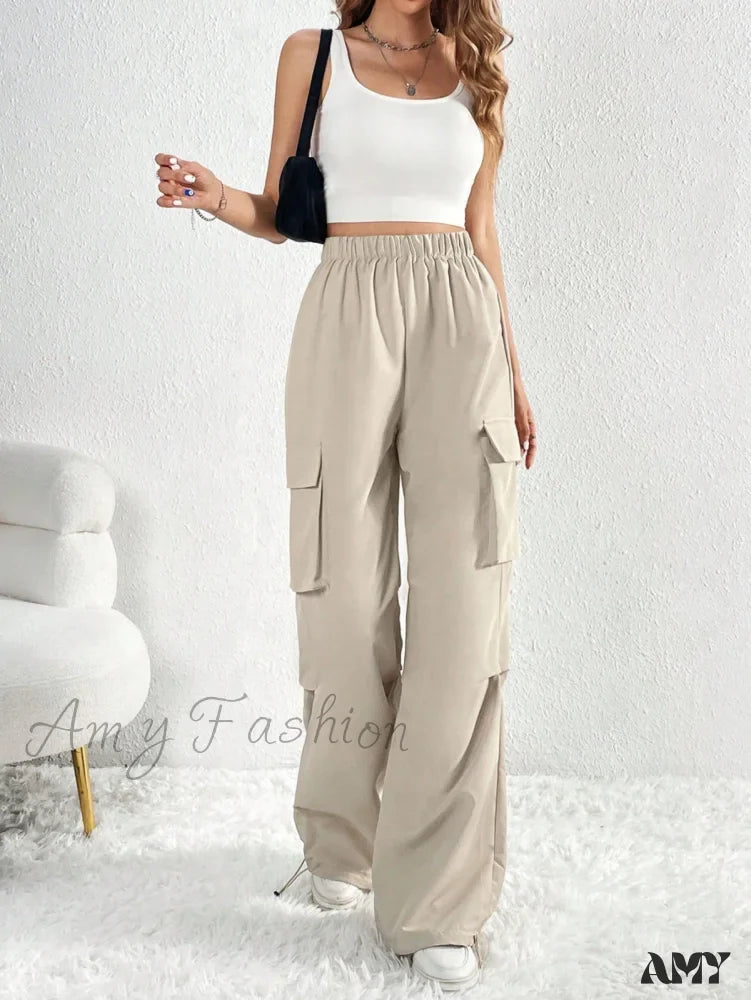 Amy Fashion - Flap Pocket Side Cargo Pants