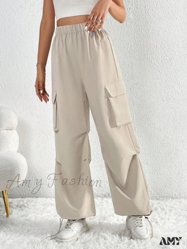 Amy Fashion - Flap Pocket Side Cargo Pants