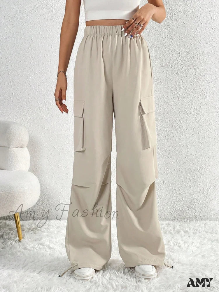 Amy Fashion - Flap Pocket Side Cargo Pants