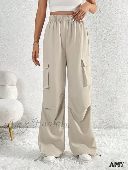 Amy Fashion - Flap Pocket Side Cargo Pants