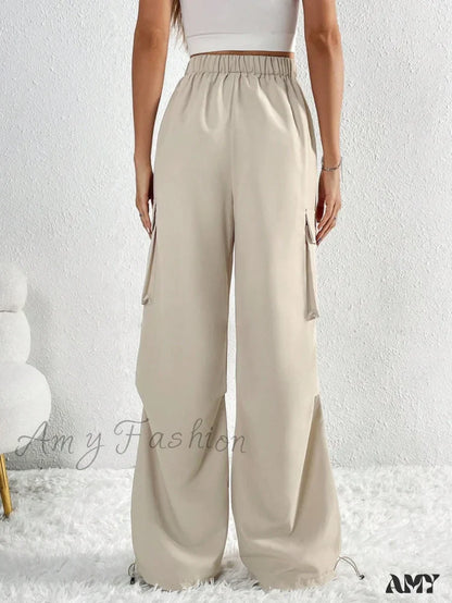 Amy Fashion - Flap Pocket Side Cargo Pants