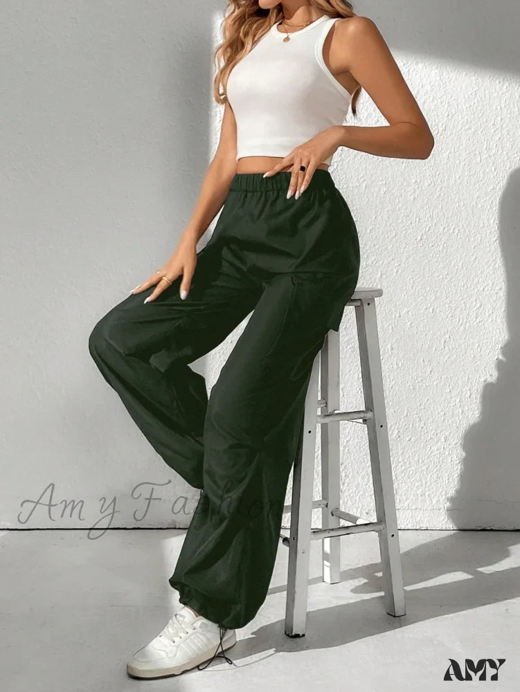 Amy Fashion - Flap Pocket Side Cargo Pants