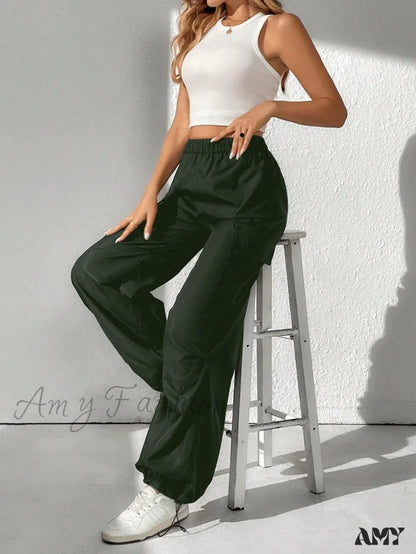 Amy Fashion - Flap Pocket Side Cargo Pants
