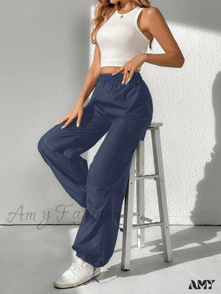 Amy Fashion - Flap Pocket Side Cargo Pants