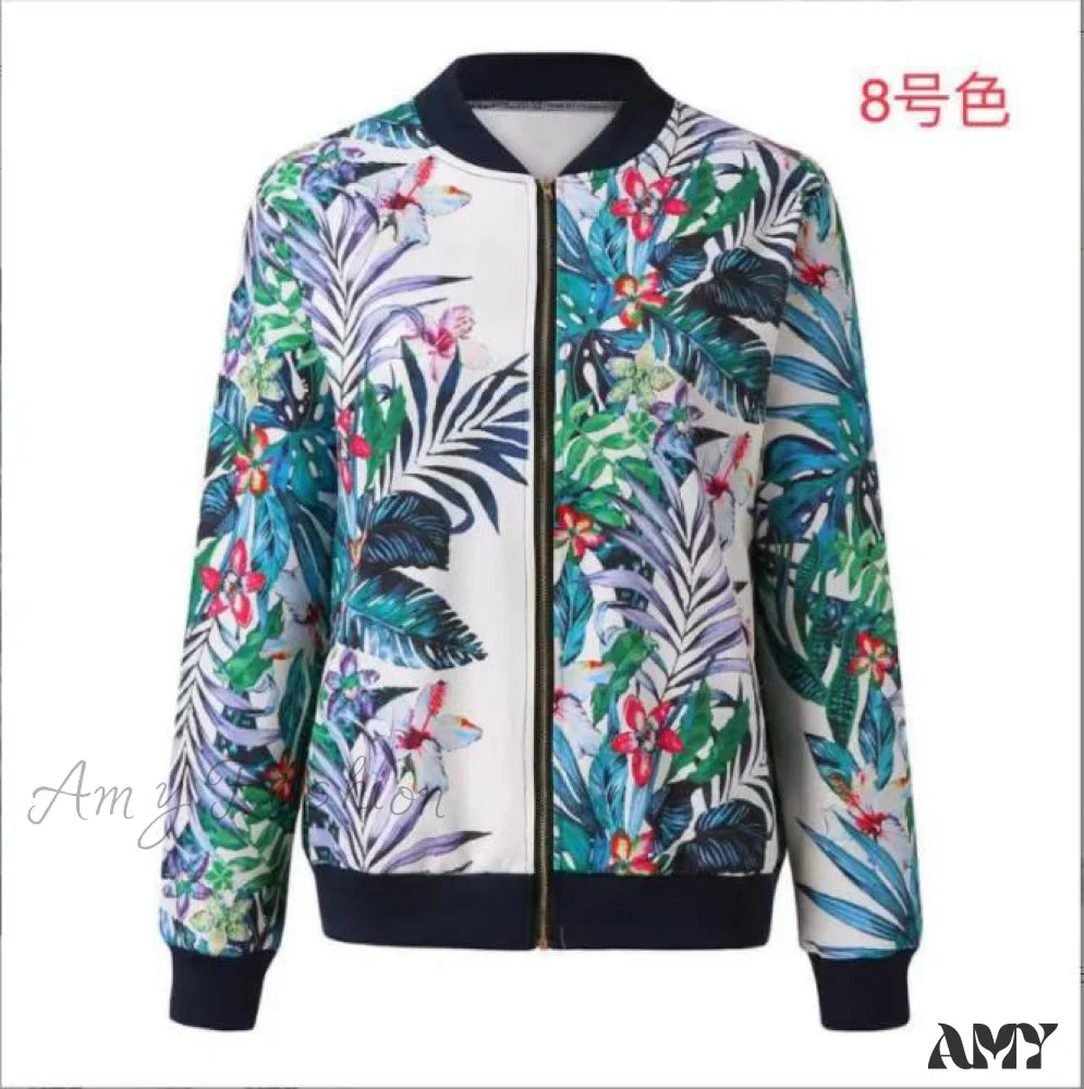 Amy Fashion - Flower Print Long Sleeve Coats