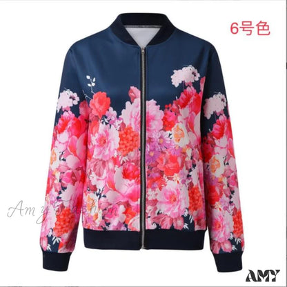 Amy Fashion - Flower Print Long Sleeve Coats