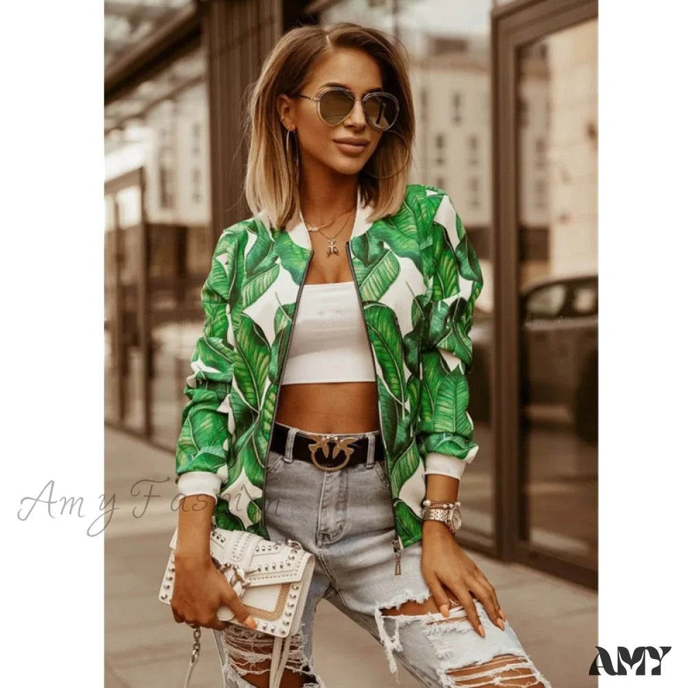 Amy Fashion - Flower Print Long Sleeve Coats