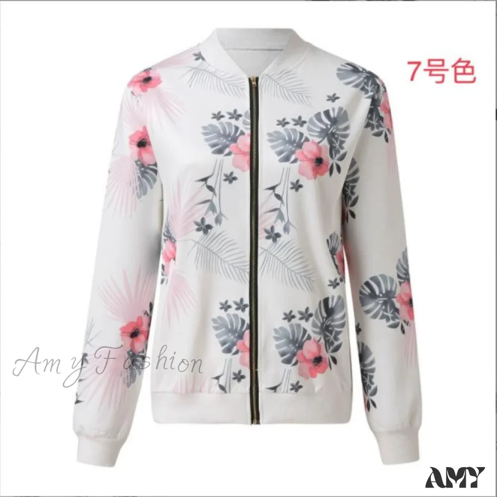 Amy Fashion - Flower Print Long Sleeve Coats