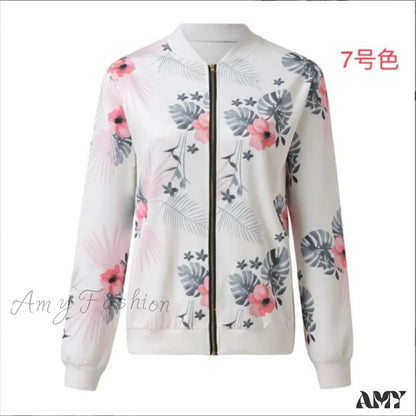Amy Fashion - Flower Print Long Sleeve Coats