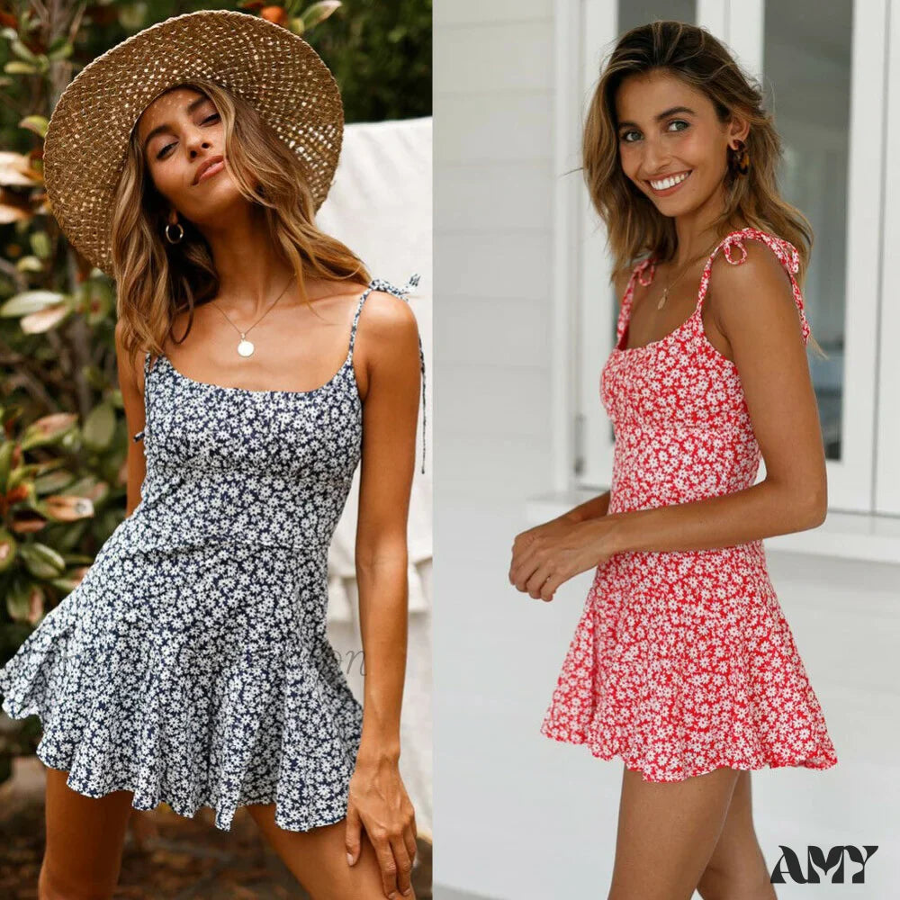Amy Fashion - Flowers Print Vintage Bohemian Dresses