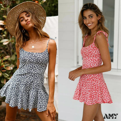 Amy Fashion - Flowers Print Vintage Bohemian Dresses