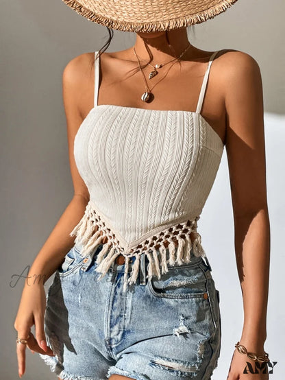 Amy Fashion - Fringe Trim Cami Top