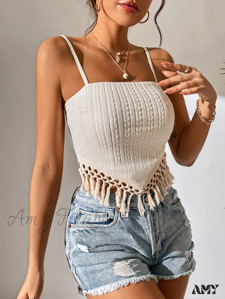 Amy Fashion - Fringe Trim Cami Top