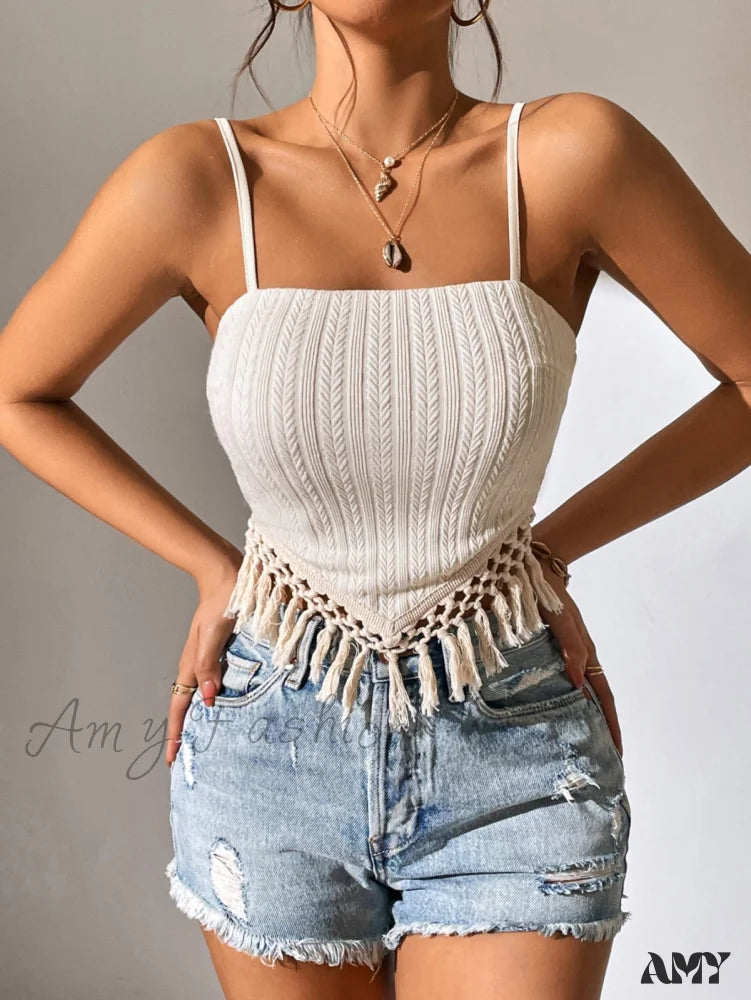 Amy Fashion - Fringe Trim Cami Top