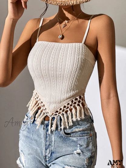 Amy Fashion - Fringe Trim Cami Top