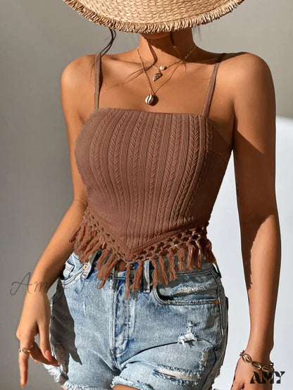 Amy Fashion - Fringe Trim Cami Top