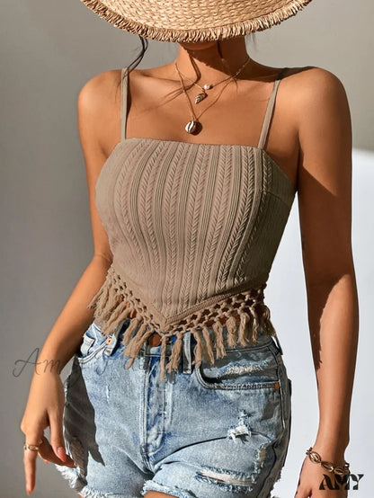 Amy Fashion - Fringe Trim Cami Top