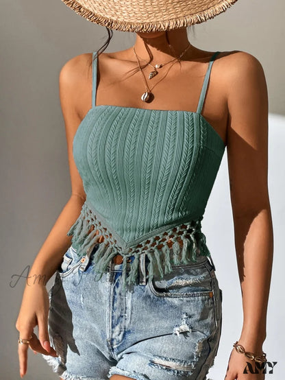 Amy Fashion - Fringe Trim Cami Top