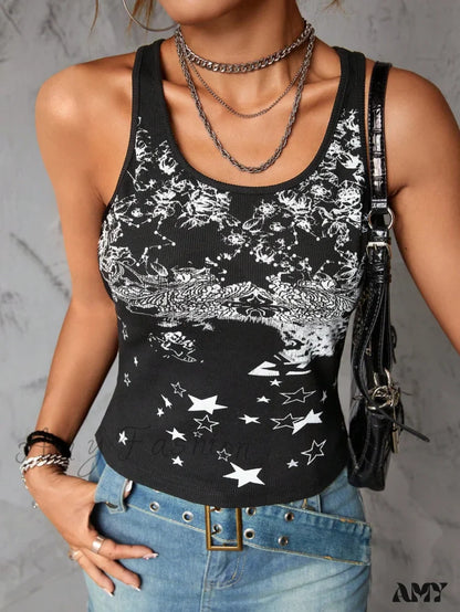 Amy Fashion - Graphic Print Tank Top