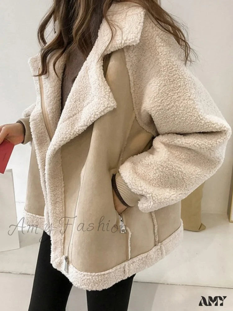Amy Fashion - Harajuku Faux Leather Fur Patchwork Coat