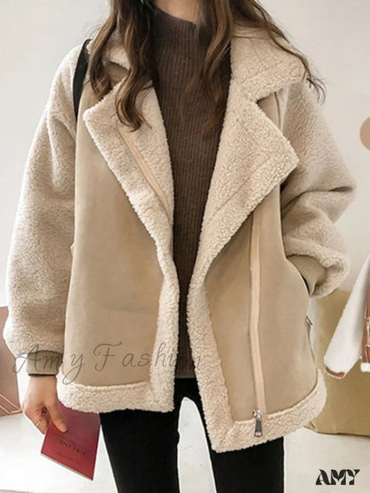 Amy Fashion - Harajuku Faux Leather Fur Patchwork Coat
